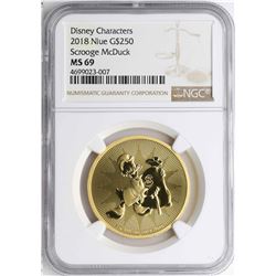 2018 $250 Niue Scrooge McDuck Gold Coin NGC MS69