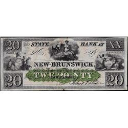 1800's $20 State of New Brunswick Obsolete Bank Note