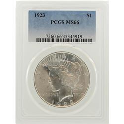 1923 $1 Peace Silver Dollar Coin PCGS MS66