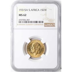 1931SA South Africa Sovereign Gold Coin NGC MS62