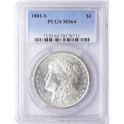 1881-S $1 Morgan Silver Dollar Coin PCGS MS64