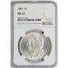 Image 1 : 1891 $1 Morgan Silver Dollar Coin NGC MS63