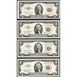 Lot of (4) 1953 $2 Legal Tender Notes