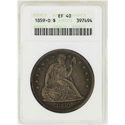 1859-O $1 Liberty Seated Silver Dollar Coin ANACS XF40