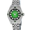 Image 2 : Rolex Ladies Stainless Steel 26MM Green Vignette Diamond Datejust Wriswatch