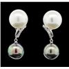Image 1 : 14KT White Gold Pearl and Diamond Earrings