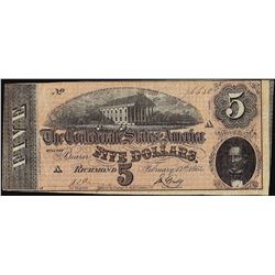 1864 $5 Confederate States of America Note