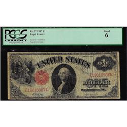 1917 $1 Legal Tender Note Fr.37 PCGS Good 6