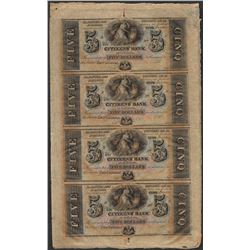 Uncut Sheet of 1800's $5 Citizens Bank of Louisiana Obsolete Notes