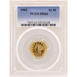 1903 $2 1/2 Liberty Head Quarter Eagle Gold Coin PCGS MS63