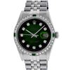 Image 2 : Rolex Men's Stainless Steel Green Vignette Diamond Datejust Wristwatch