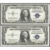 Image 1 : Lot of (2) Consecutive 1935D $1 Silver Certificate Notes