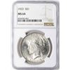 Image 1 : 1923 $1 Peace Silver Dollar Coin NGC MS64