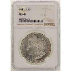 1881-S $1 Morgan Silver Dollar Coin NGC MS64