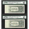 Image 1 : (2) Consecutive 1988A $1 Federal Reserve Notes Insufficient Ink ERROR PMG Superb