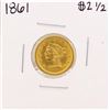 Image 1 : 1861 $2 1/2 Liberty Head Quarter Eagle Gold Coin