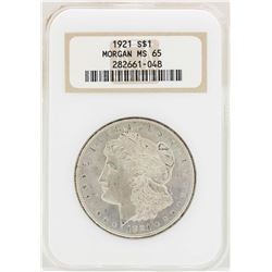 1921 $1 Morgan Silver Dollar Coin NGC MS65