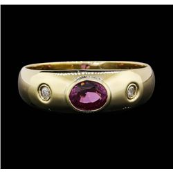 14KT Yellow Gold 0.60 ctw Pink Sapphire and Diamond Ring