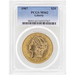 1907 $20 Liberty Head Double Eagle Gold Coin PCGS MS62