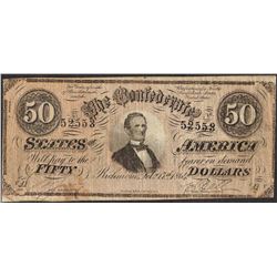 1864 $50 Confederate States of America Note