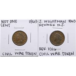 Lot of (2) 1863 Civil War Tokens