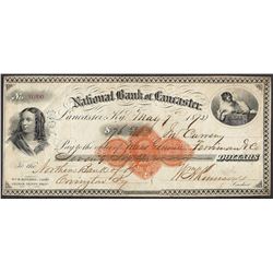 1873 National Bank of Lancaster Check