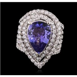 18KT White Gold 6.53 ctw Tanzanite and Diamond Ring