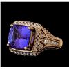 Image 1 : 5.91 ctw Tanzanite and Diamond Ring - 14KT Rose Gold