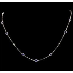 2.00 ctw Sapphire and Diamond Necklace - 18KT White Gold