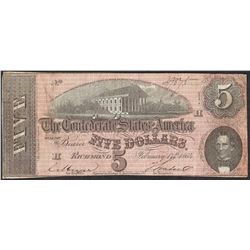 1864 $5 Confederate States of America Note