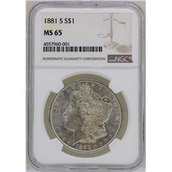 1881-S $1 Morgan Silver Dollar Coin NGC MS65