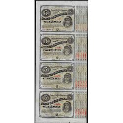 Uncut Sheet of (4) State of Louisiana Baby Bond Obsolete Notes