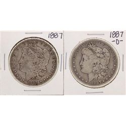 Lot of 1887 & 1887-O $1 Morgan Silver Dollar Coins