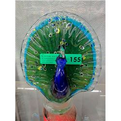 Art Glass Peacock Statue