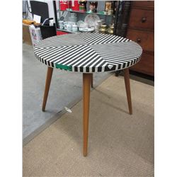 New LH Imports Wood Table w/ Parquet Zebra Top