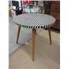 Image 1 : New LH Imports Wood Table w/ Parquet Zebra Top