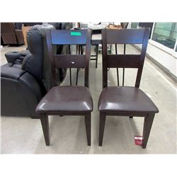 2 New Wood Dining Chairs with Leather Like Seats