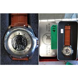 Mans New in Box August Steiner Coin Watch