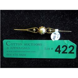 Antique 20KT Gold Pearl Brooch - 3" Wide