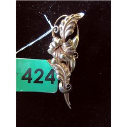 Vintage Two-Tone 10KT Gold Brooch - 3 Inches long