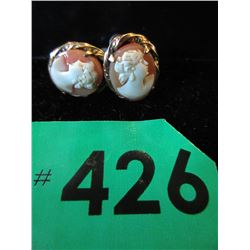 Vintage 10KT Gold Cameo Screw Back Earrings