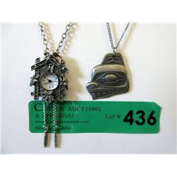 Pewter Haida Pendant and New Necklace Watch