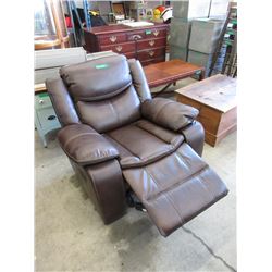 New Brown Leather Manual Rocking Recliner