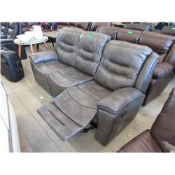 New 7 Foot Grey Manual Reclining Sofa