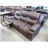 Image 1 : New Brown Leather 7 Foot Manual Reclining Sofa