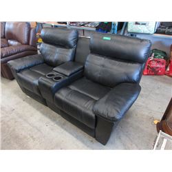 New  76" Black Leather Power Reclining Sofa