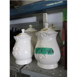 4 Piece Glazed Ceramic Cannister Set