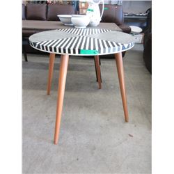 New LH Import Round Table w/ Striped Parquet Top