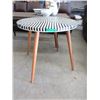 Image 1 : New LH Import Round Table w/ Striped Parquet Top