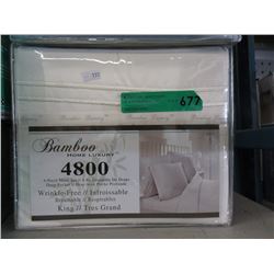 New King Size 4 Piece Bamboo Sheet Set - White